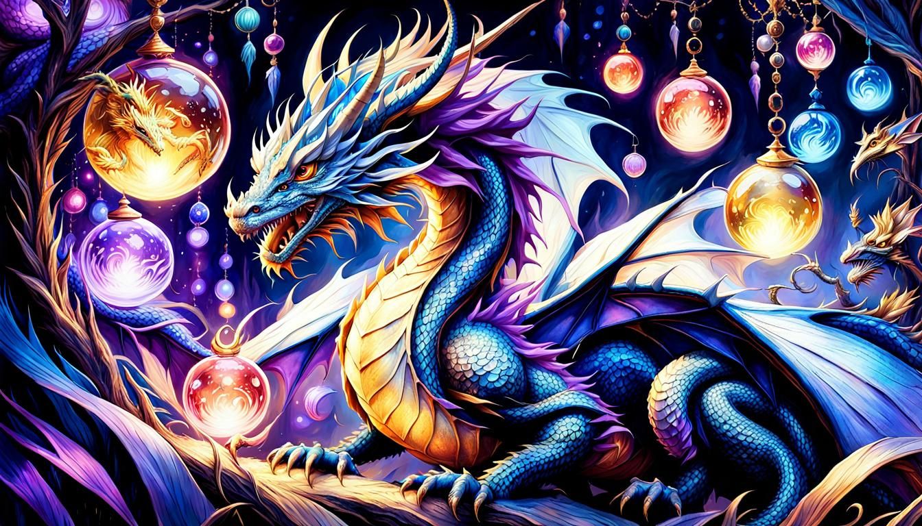 Enchanted Dragon Frolics with Magical Orbs
