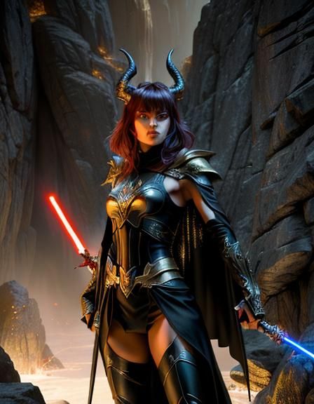 Epic Dark Fantasy Star Wars Warrior with Dragons