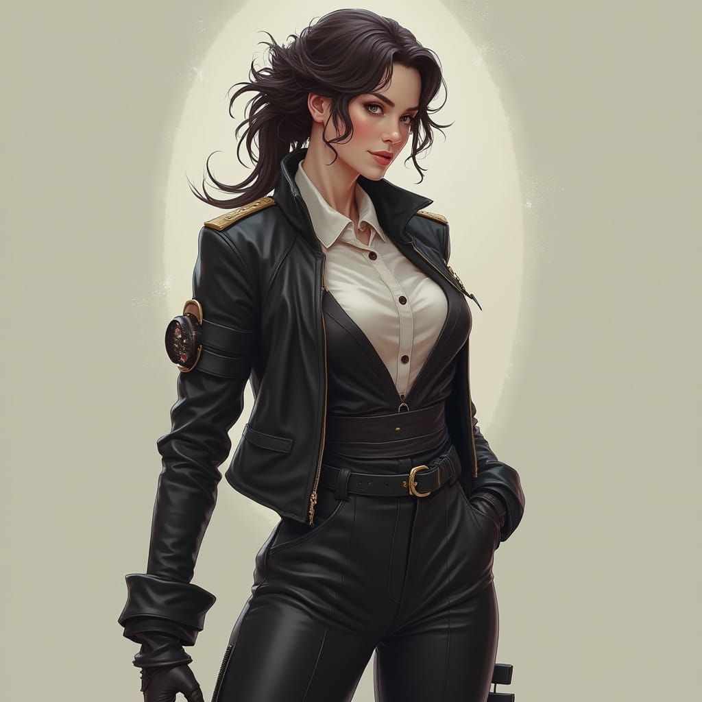 Powerful Woman in Futuristic Attire