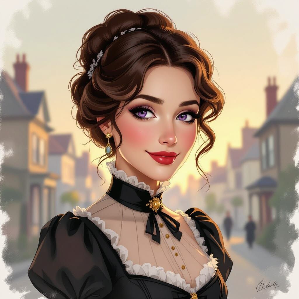 Victorian Woman Portrait in Sketch Style