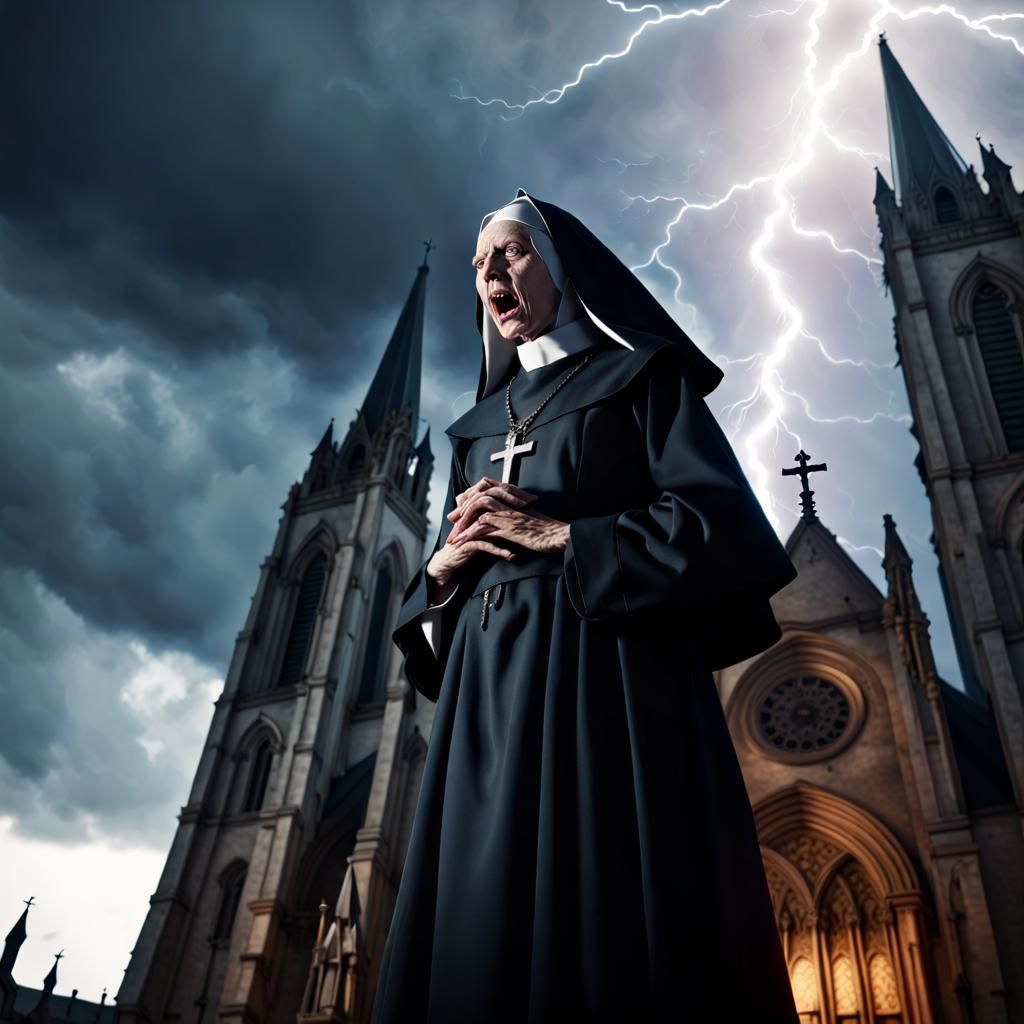 Gothic Cathedral Nun in a Dark Horror Fantasy