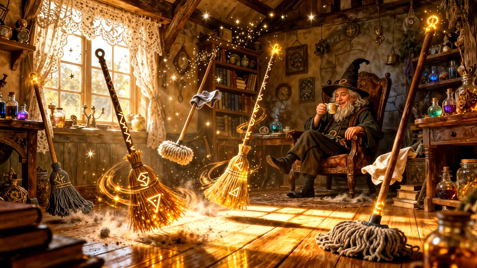 Enchanted Cleaning in a Wizard's Cottage