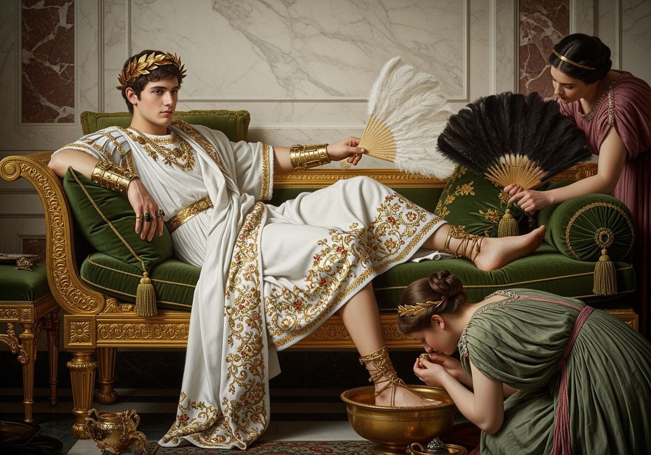 Young Emperor Lounging in Palace, Photorealistic Style