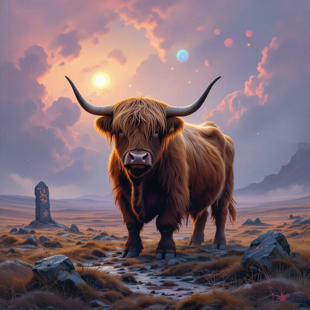 Majestic Highland Bull on Alien World