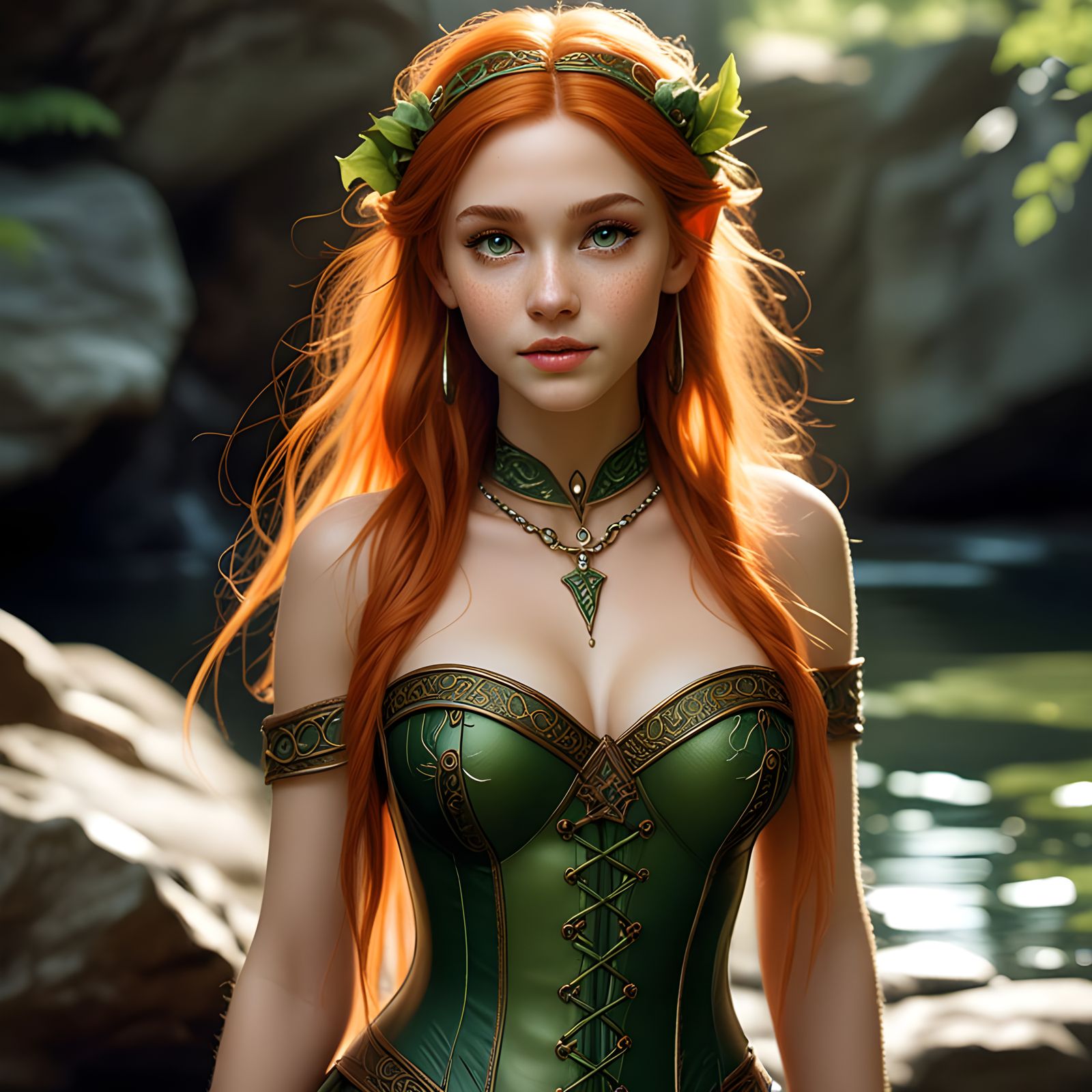 Hyperrealistic Elf Portrait with Copper Hair