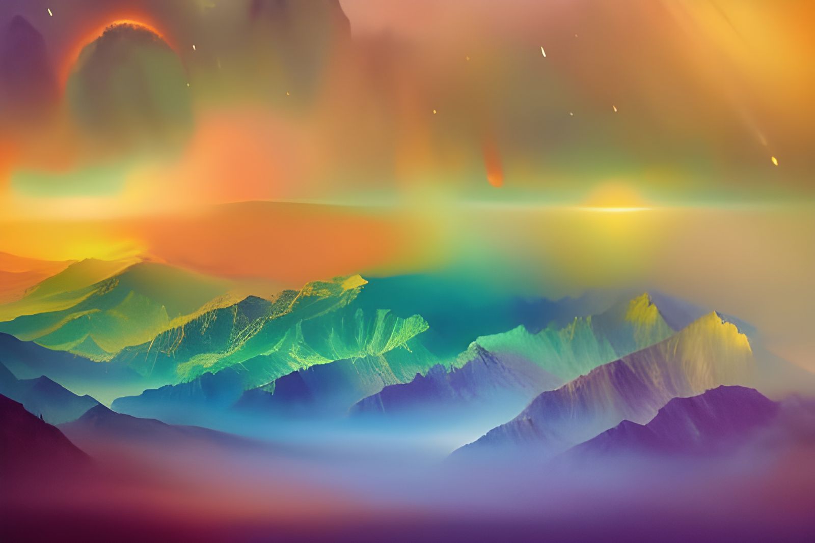 Cosmic Rainbow in Synthwave Style