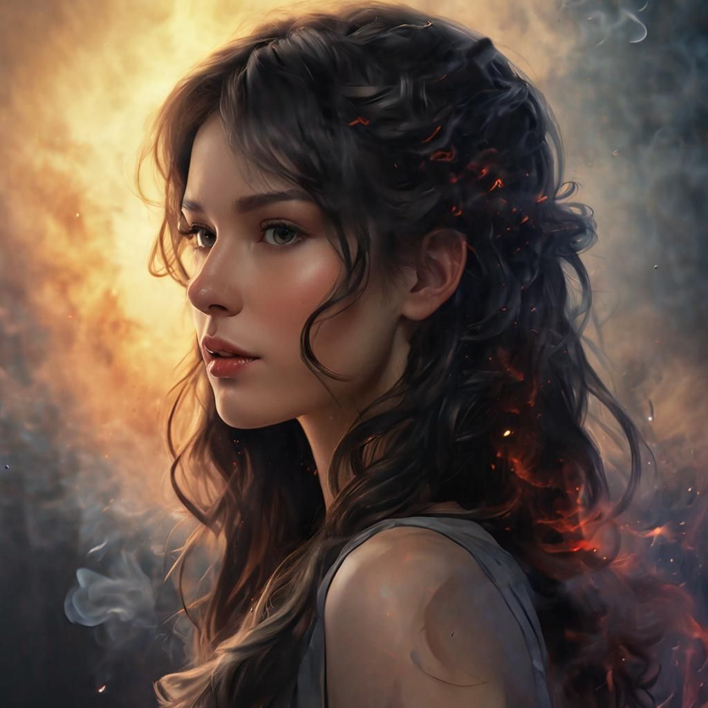 Fantasycore Face Portrait in Watercolor Style