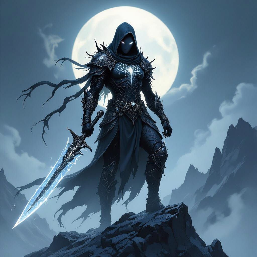 Spiderweb Heart Warrior on Moonlit Peak