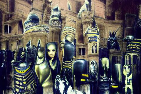 Surreal Gothic Egypt with Anubis in a Galaxy