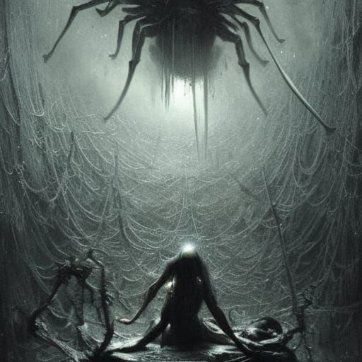 Horrific Spider in Gothic Horror Style