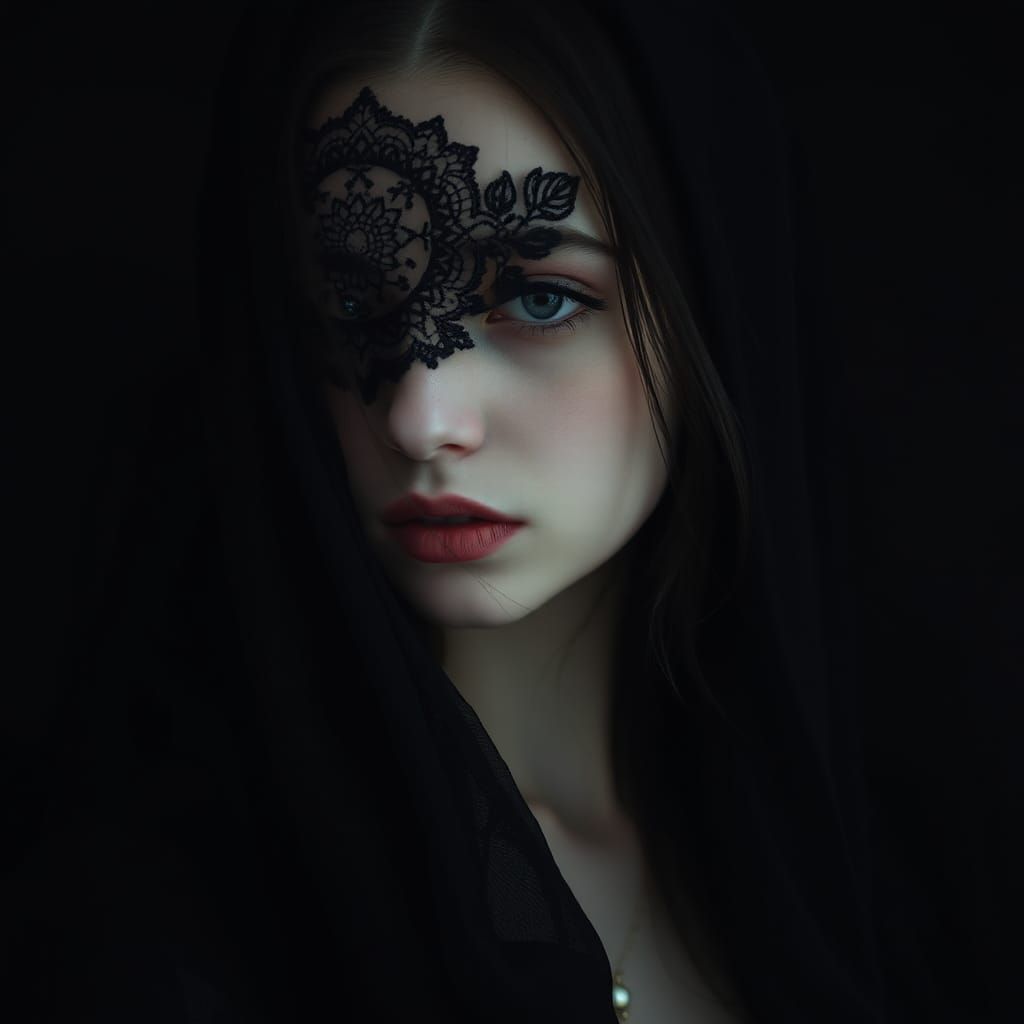 Enigmatic Woman in Lace, Film Noir Aesthetic