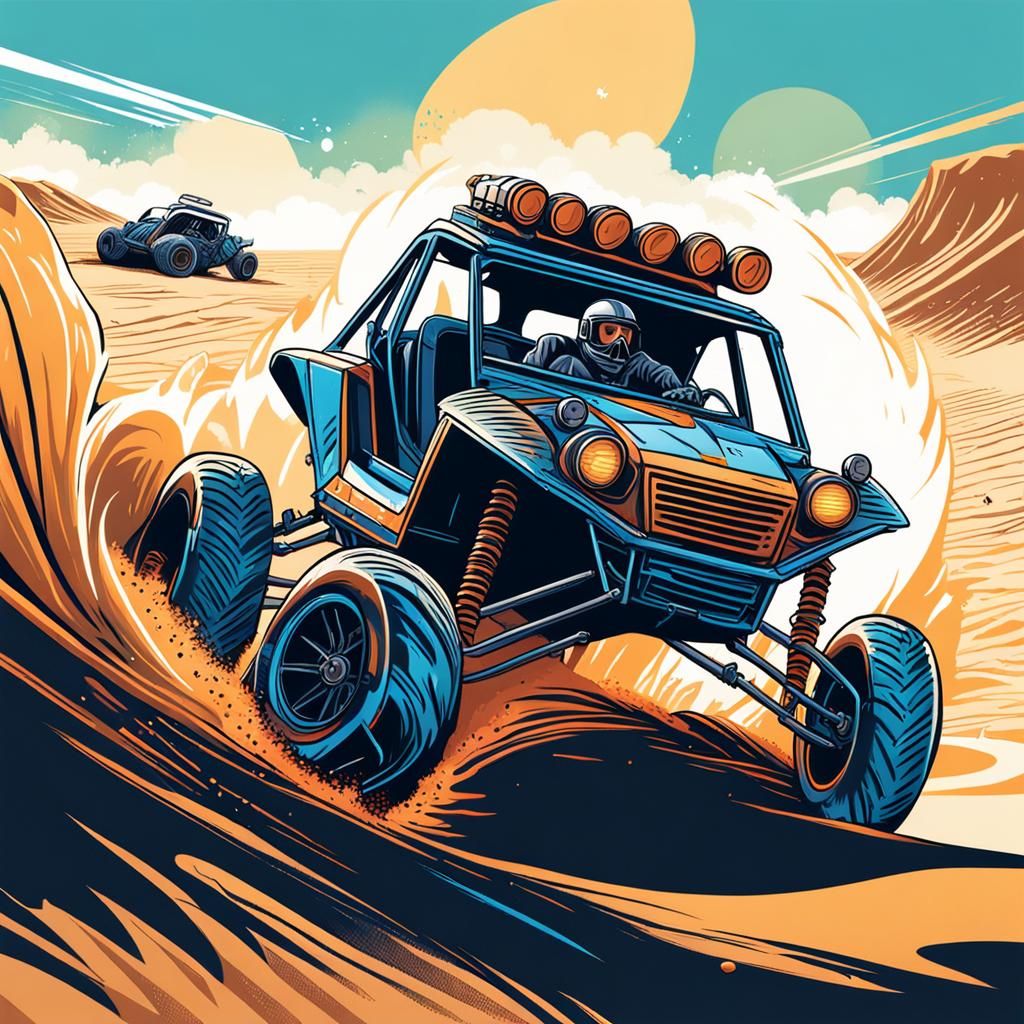 Dune Buggy Jumps: Comic Book Style Sand Dunes