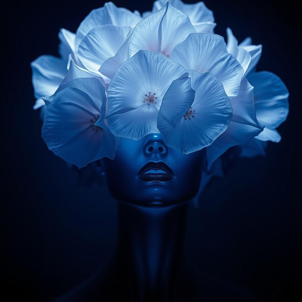 Enigmatic Blue Symbolism as 3D Art