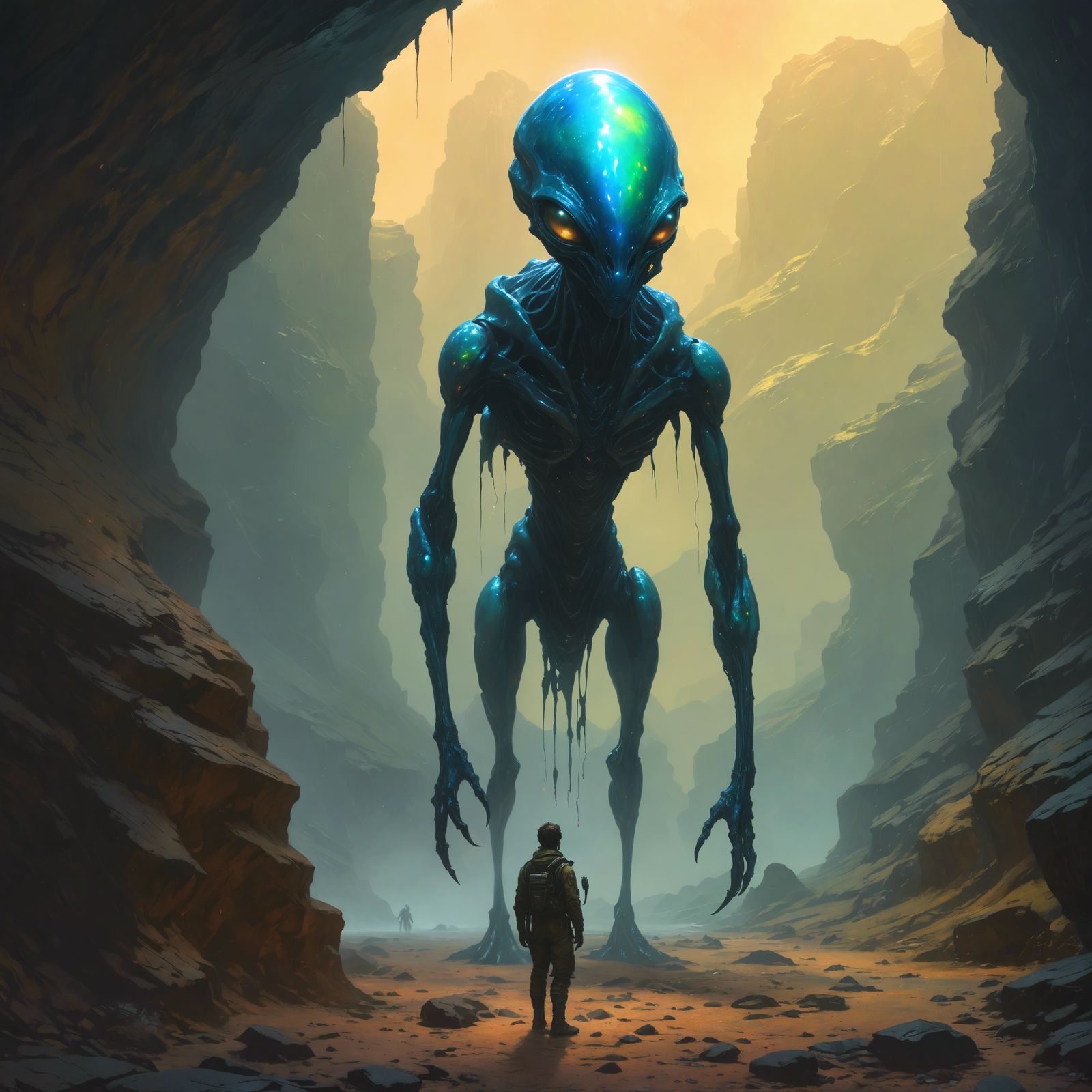 Iridescent Alien Creature in Sci-Fi Illustration