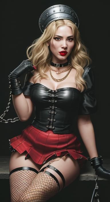 Provocative Portrait with Chains and Horror Elements