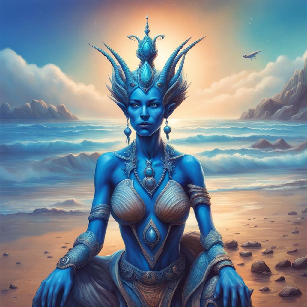 Arcturian Alien Royalty on a Beach