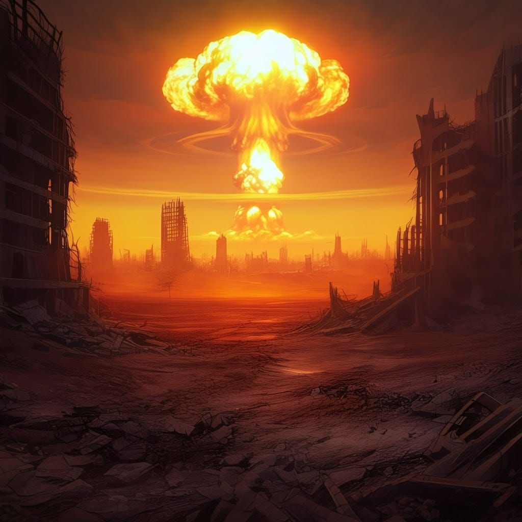 Post-Apocalyptic Ruins in a Desolate Wasteland