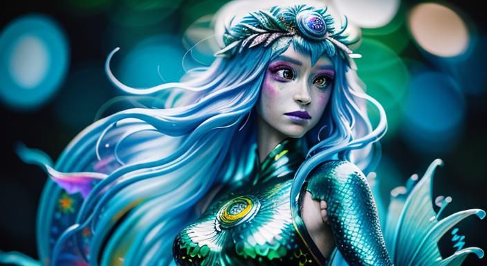 Biopunk Mermaid Goddess in Psychedelic Photography