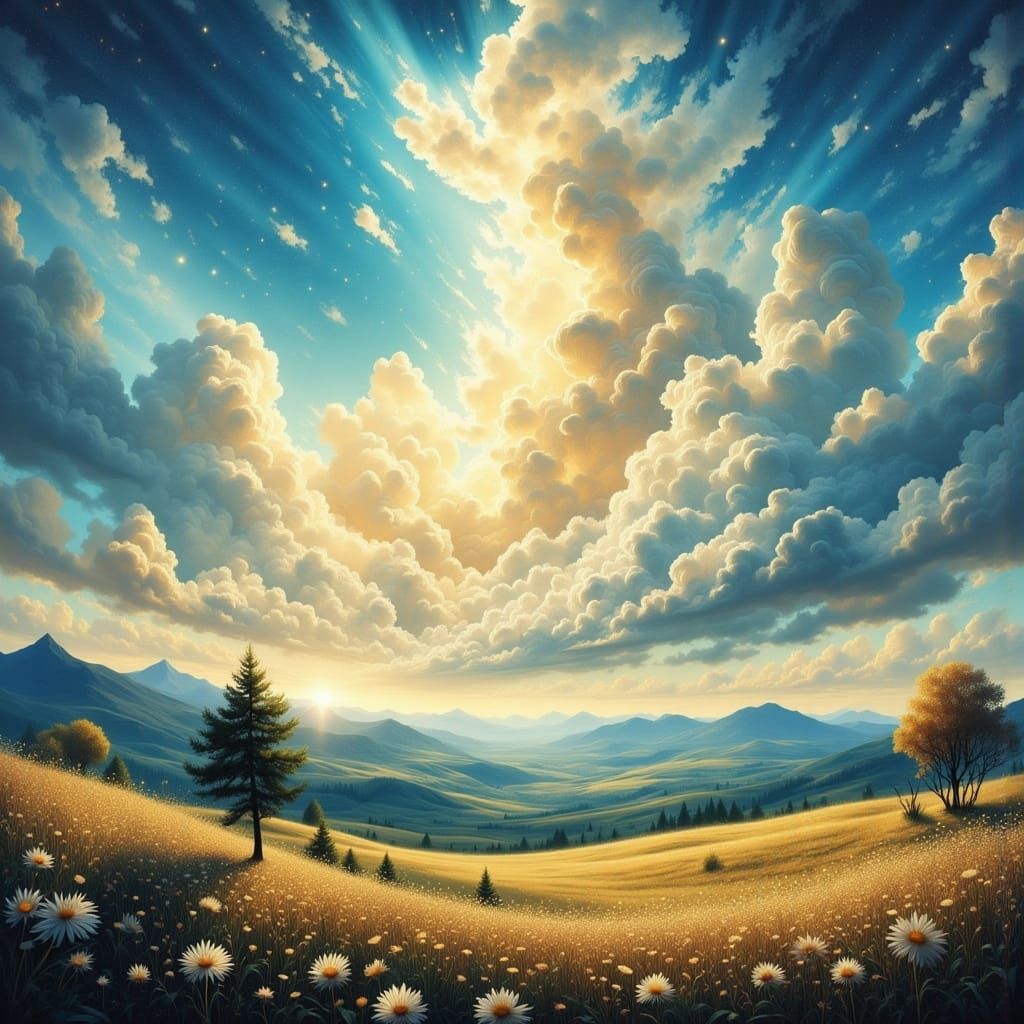 Heavenly Sunshine Illuminates a Serene Cloudscape