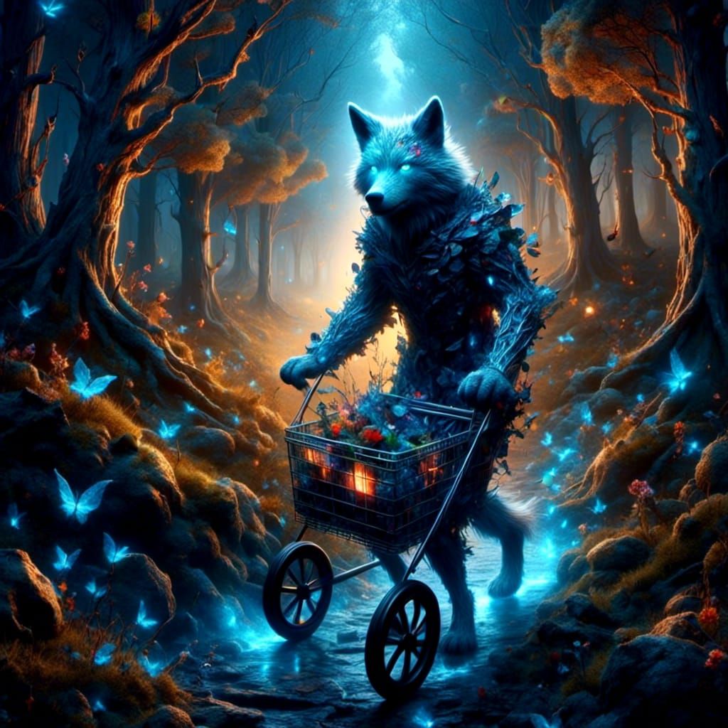Funny Spooky Big Bad Wolf Airbrush Art