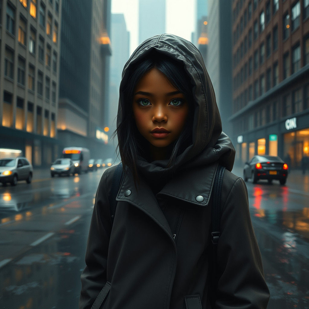 Rainy New York Girl: Stylized Matte Painting