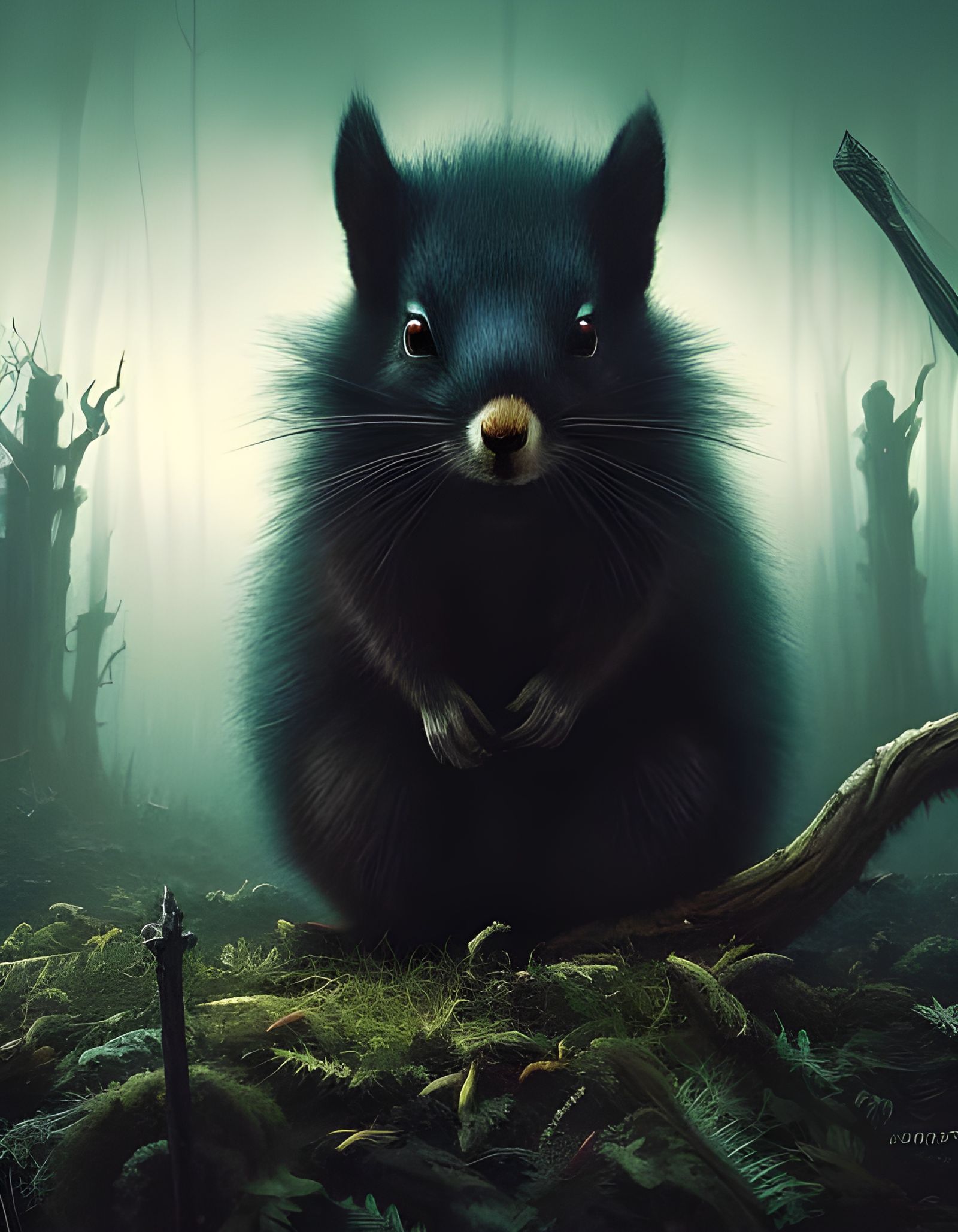 Menacing Reaper Squirrel in Gothic Horror Style