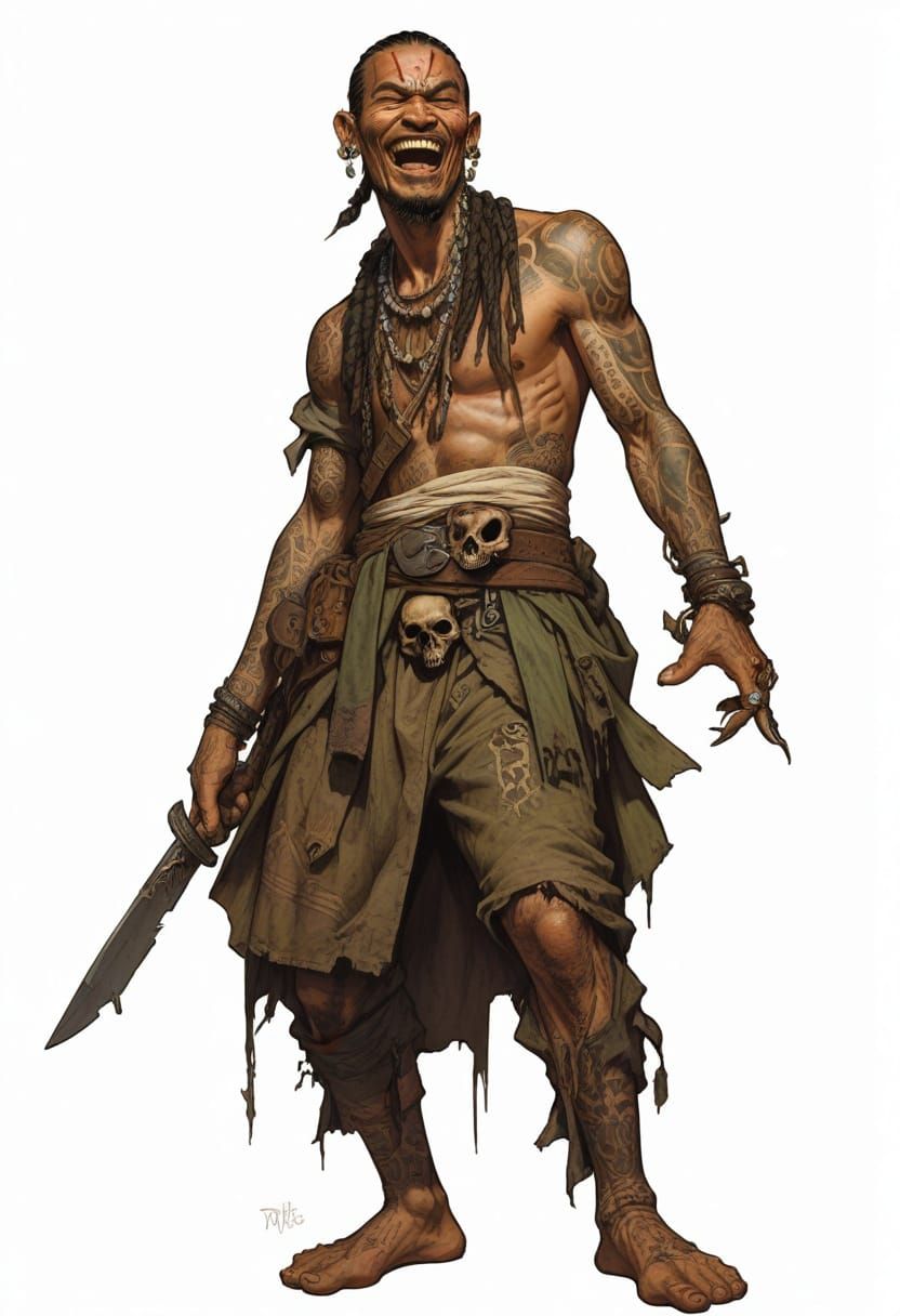 Post-Apocalyptic Polynesian Warrior Illustration