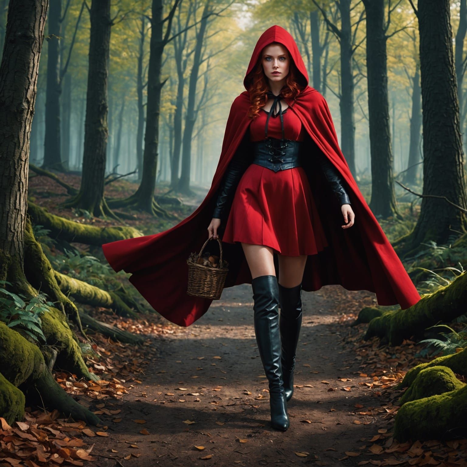 Red Riding Hood in the Woods: Digital Art