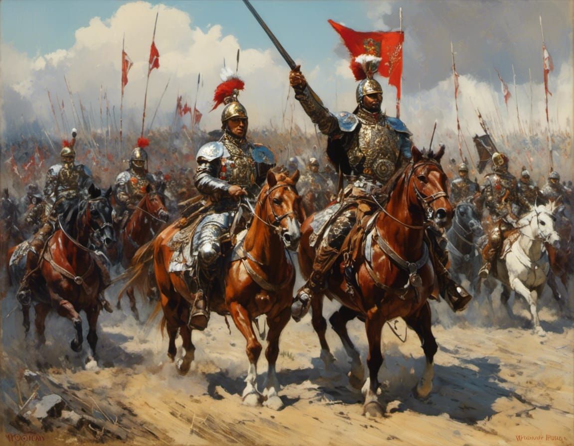 Polish army on the march, half 17th century
