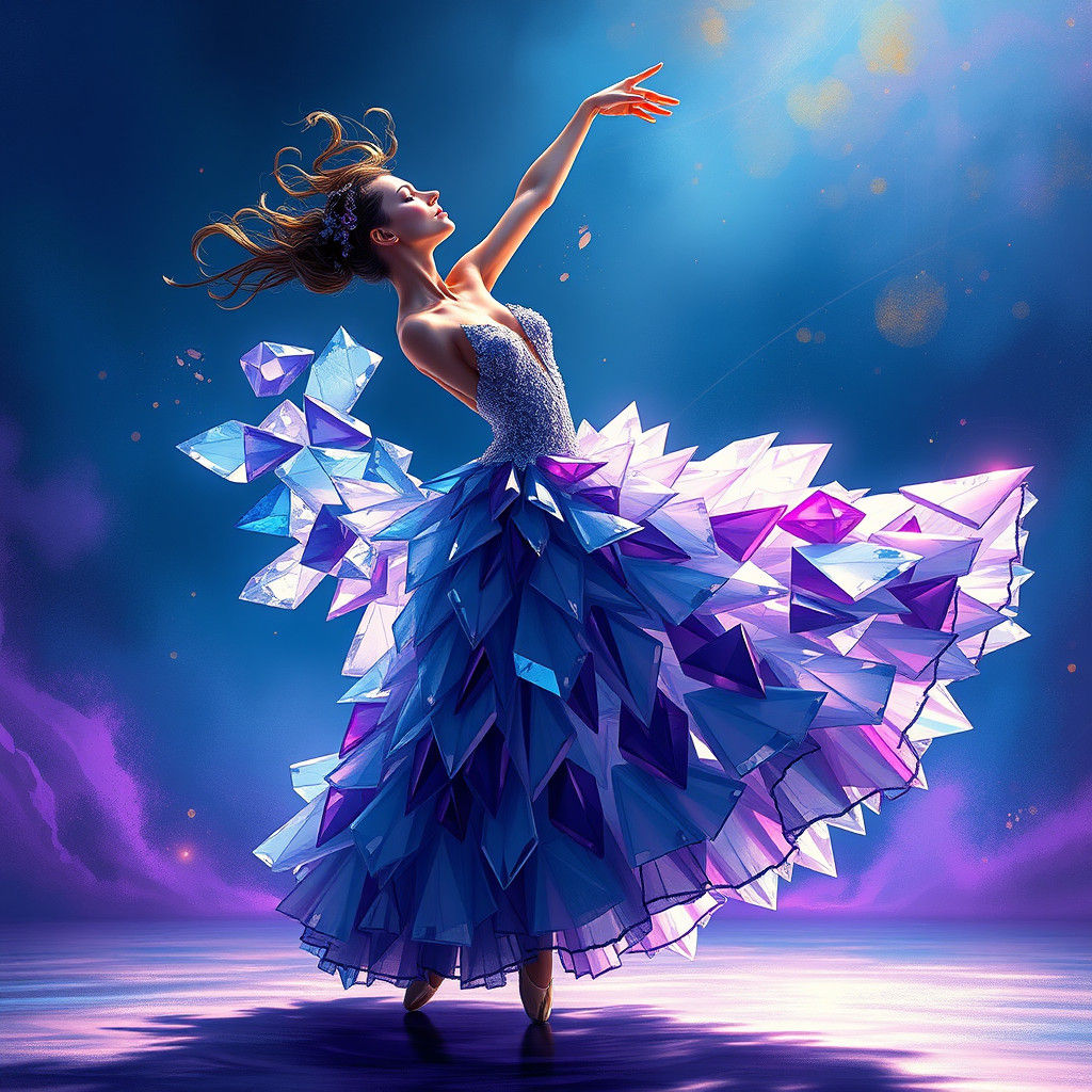 Crystalline Dancer in a Dreamlike Realm