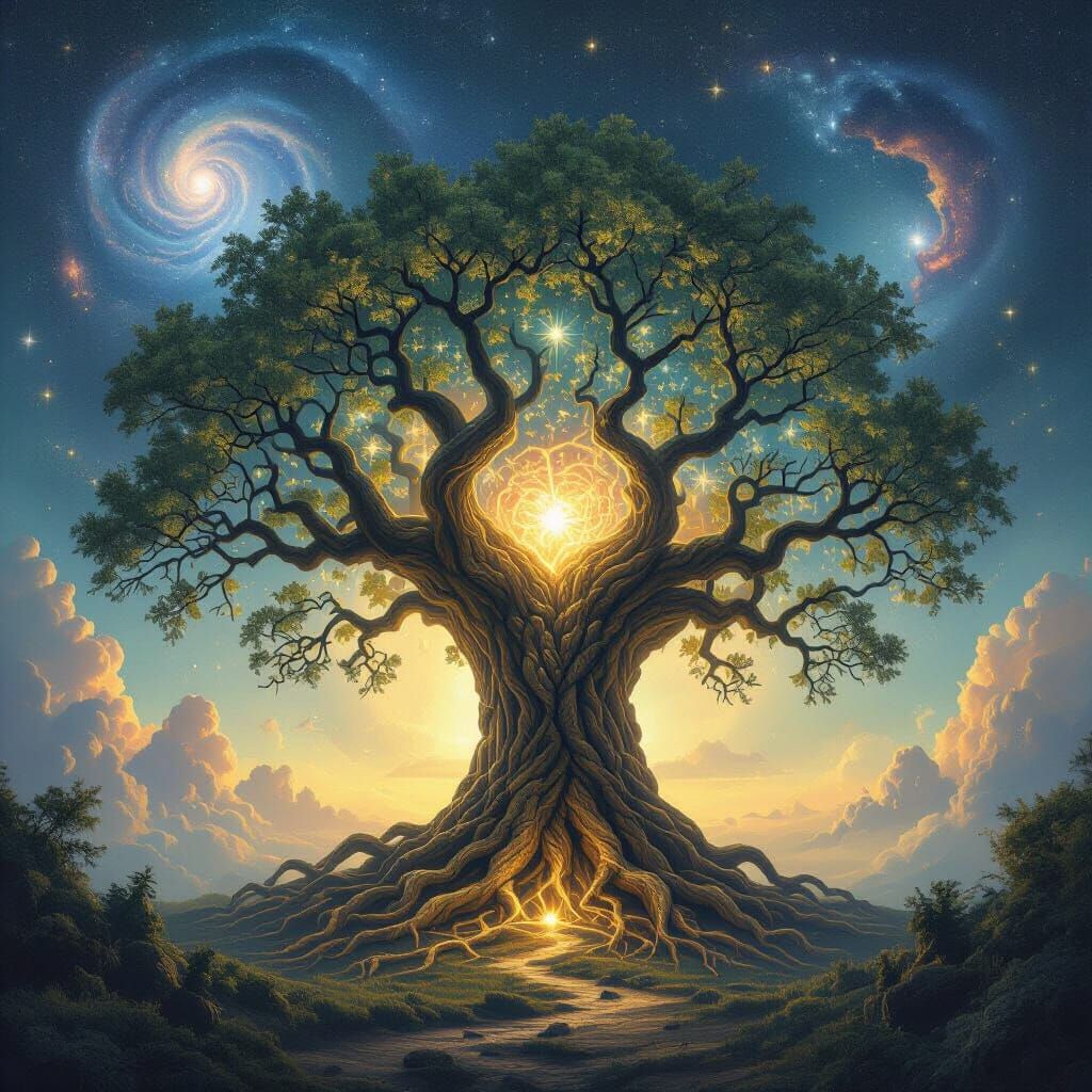 Cosmic Tree of Life in Ethereal Fantasy Style