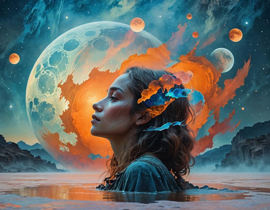 Double Exposure Portrait on Alien Planet