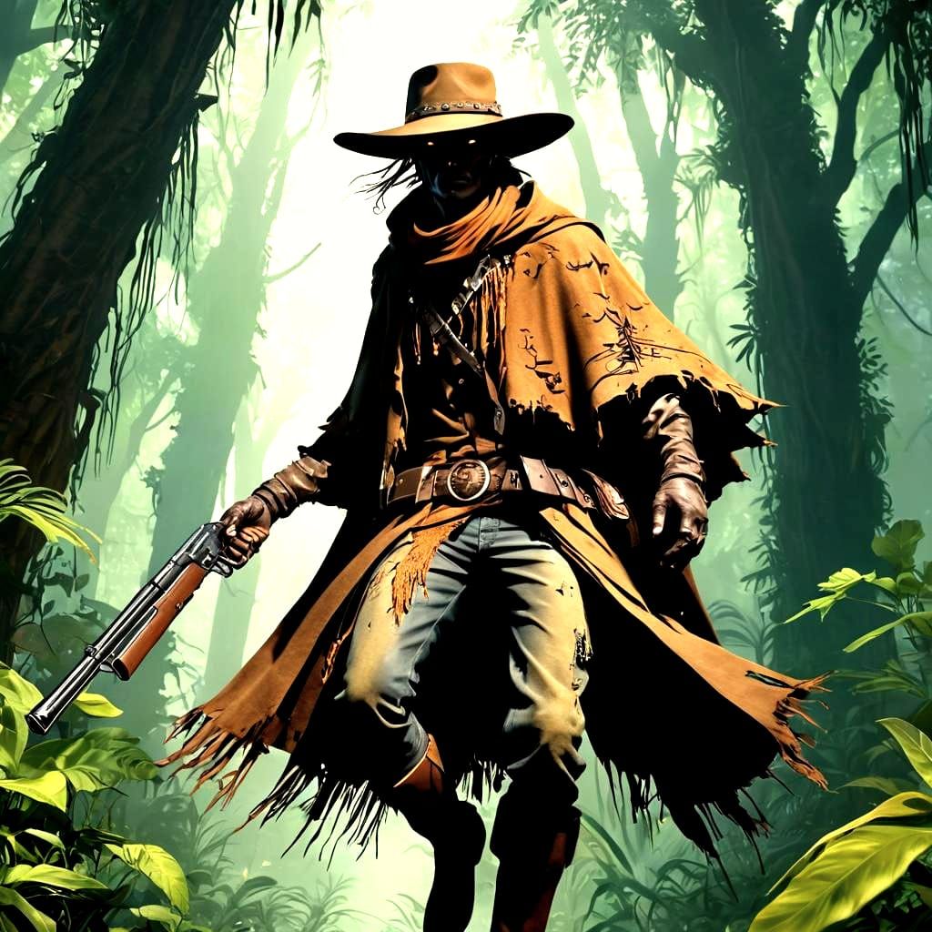 Spider Cowboy Leaps Through Rainforest Canopy