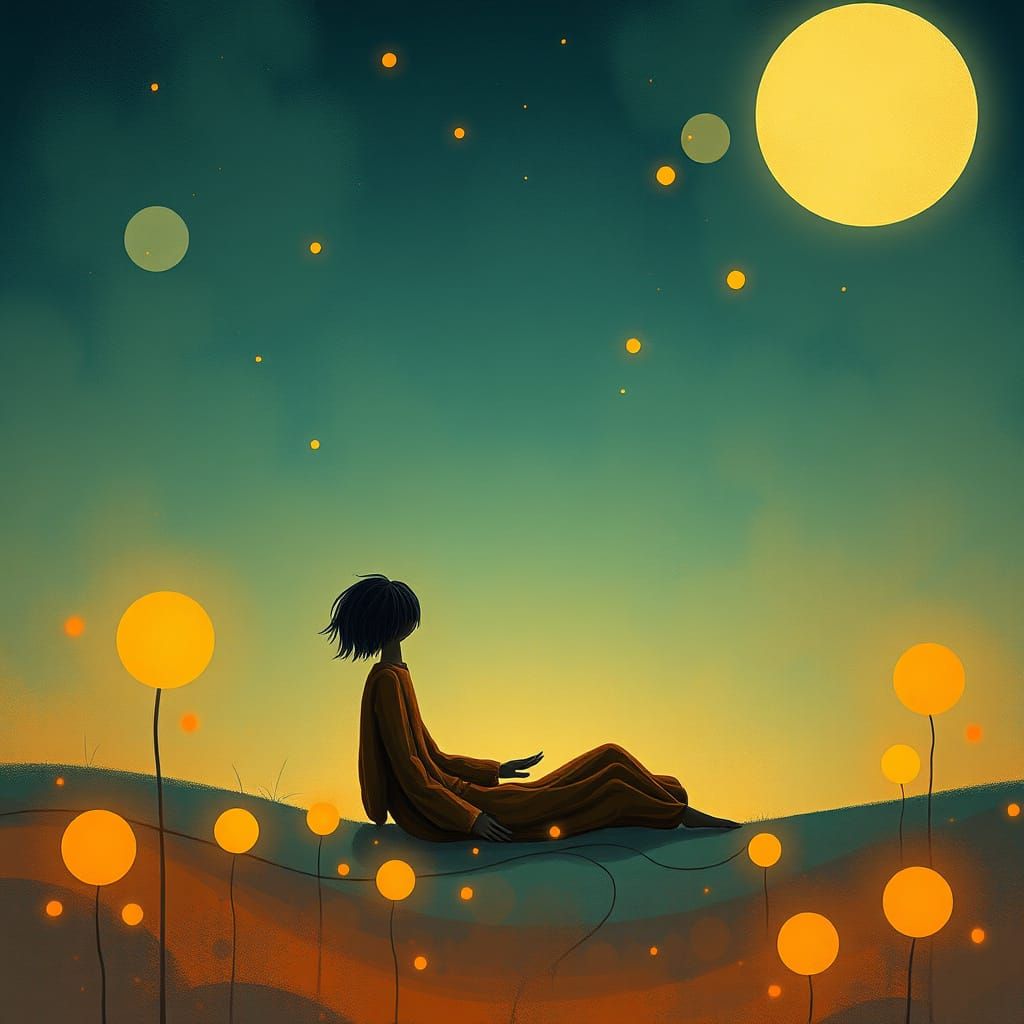 Serene Figure in Tranquil Landscape