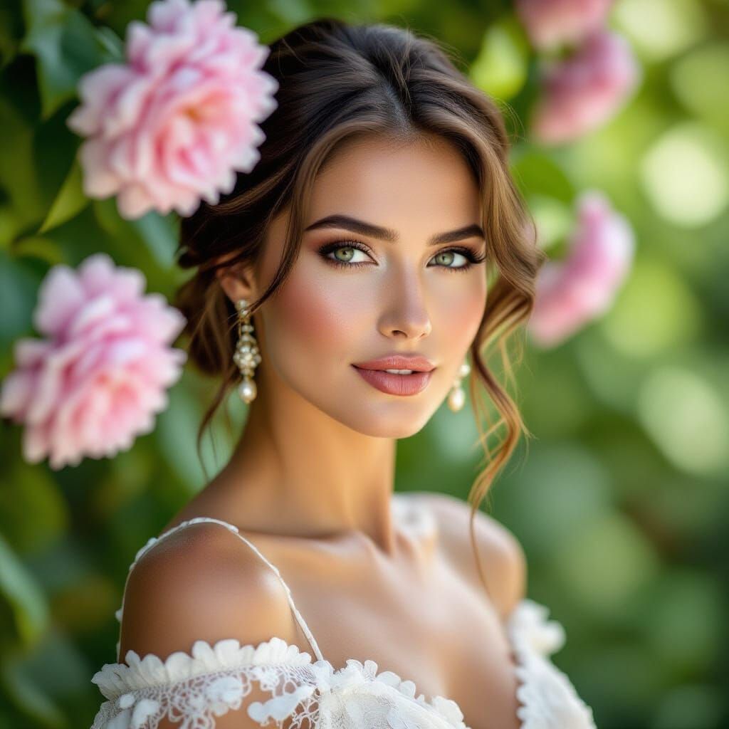 Lush Garden Woman: Professional Color Portrait