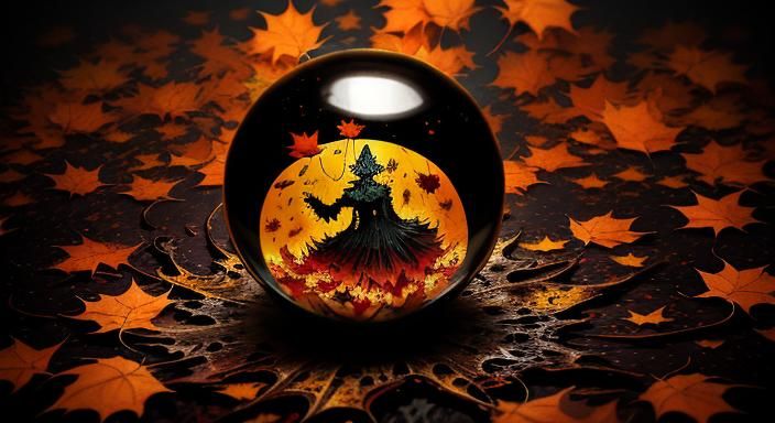 Halloween Ghoul in Glass Sphere as Ink Splatter Art