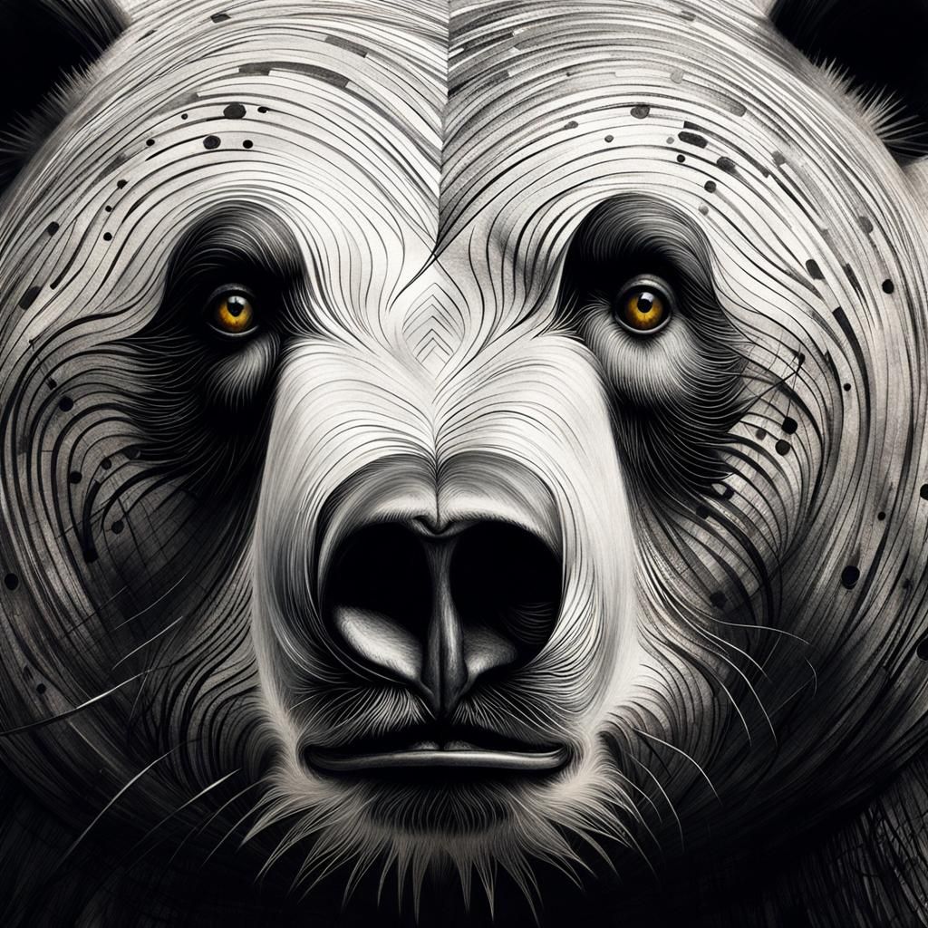 Demonic Cyborg Bear Portrait in Volcanic Hyperspace