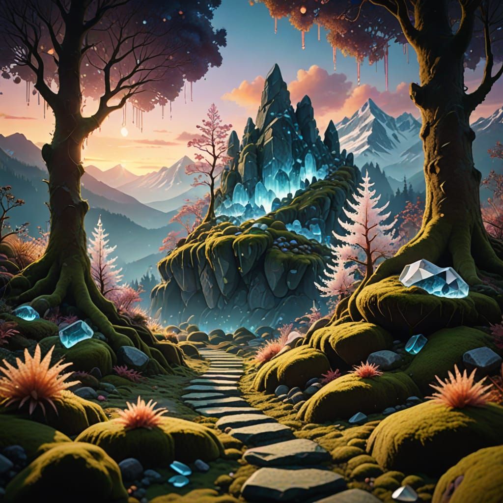 Crystal Forest in Vibrant Twilight