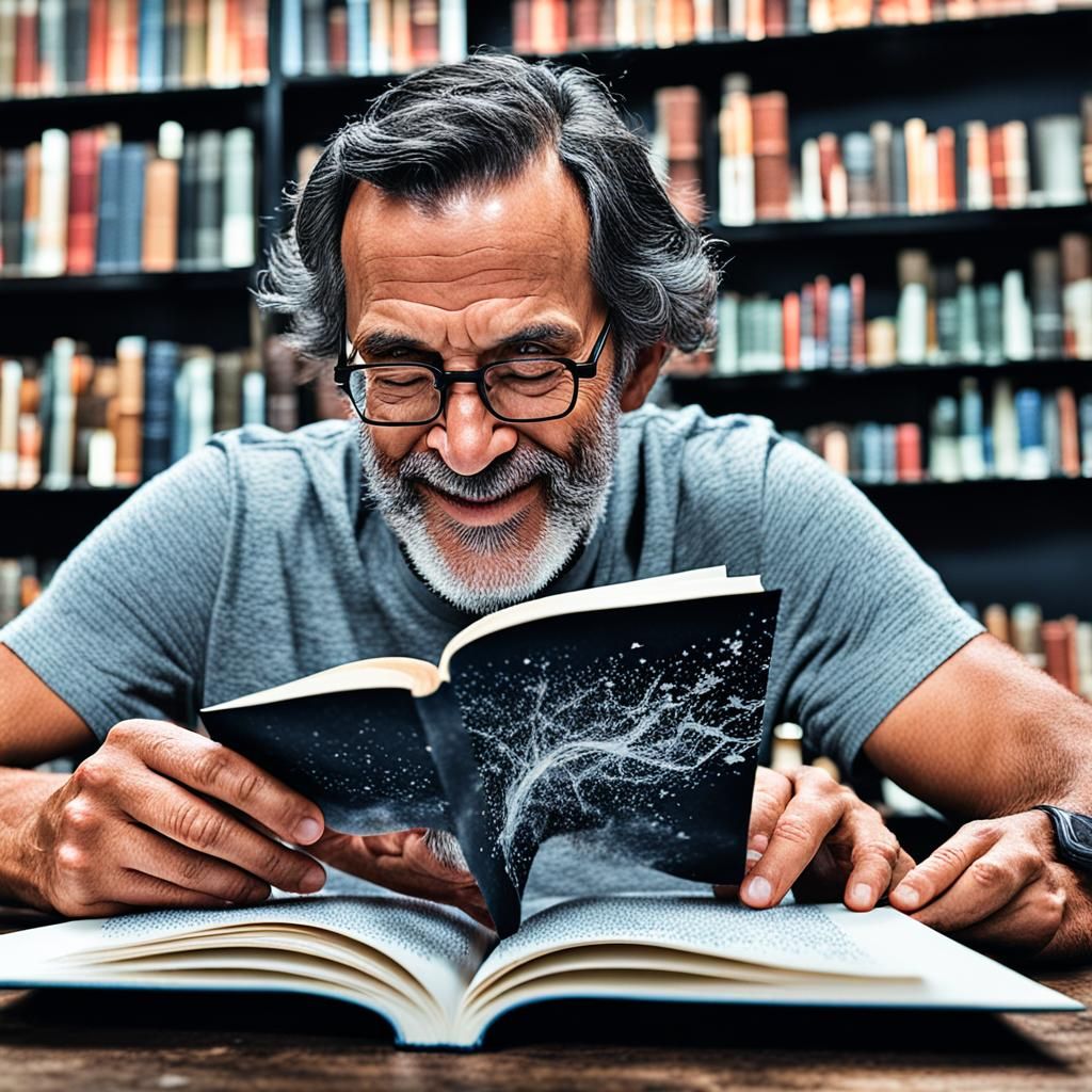 Joyful Moment: Person Opens New Book with Anticipation