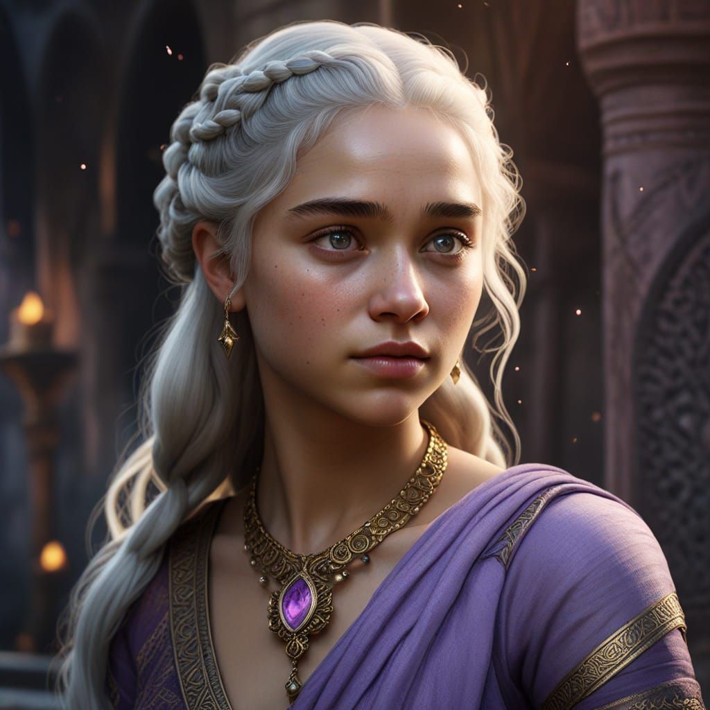 Daenerys Targaryen in Lilac Sari: Fantasy Art