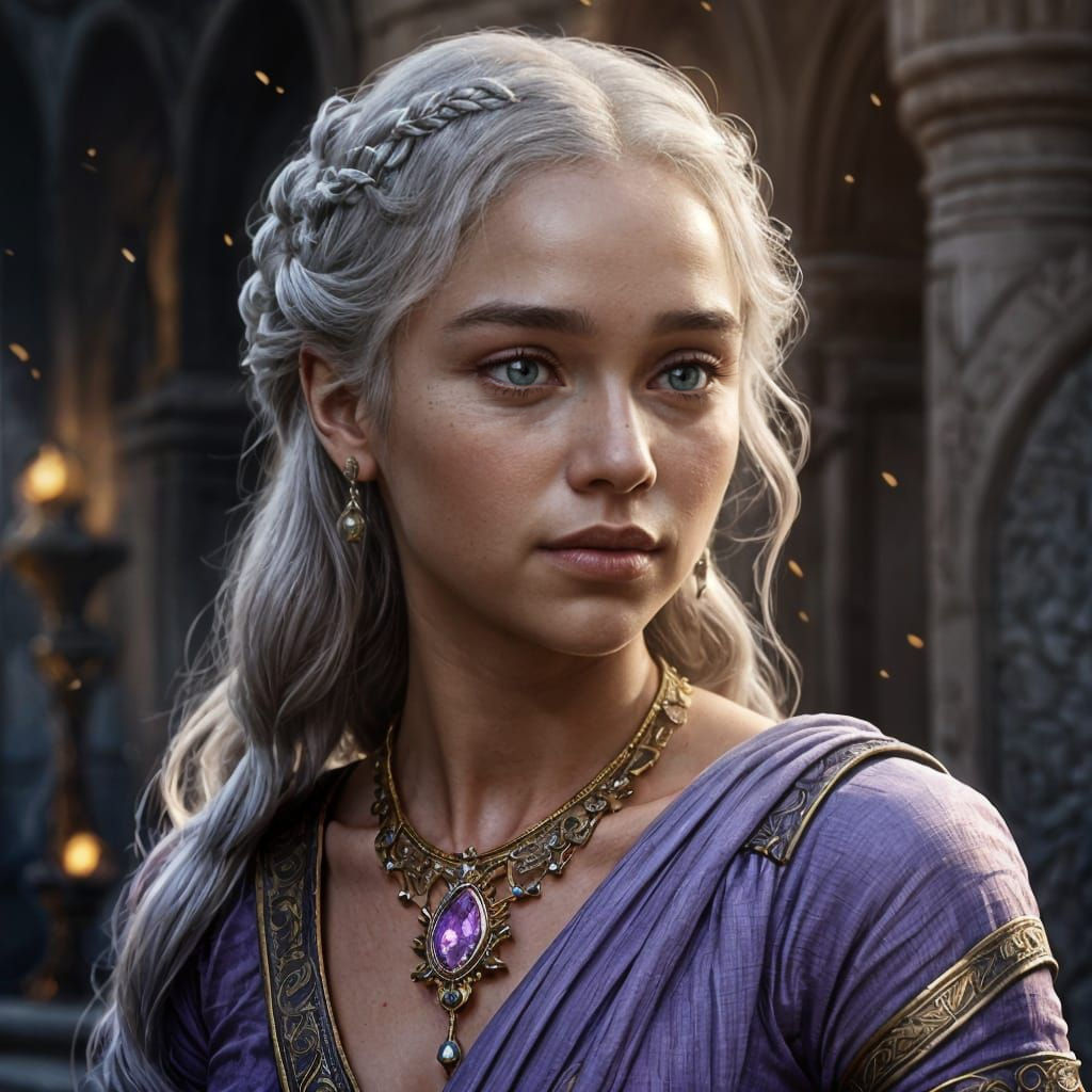 Daenerys Targaryen in Lilac Sari: Fantasy Art