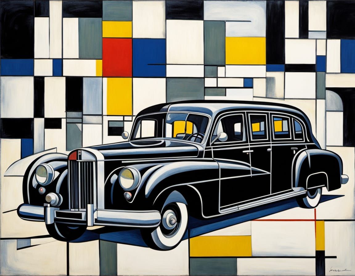 Cubist Limousine in Primary Colors, Neoplastic Art