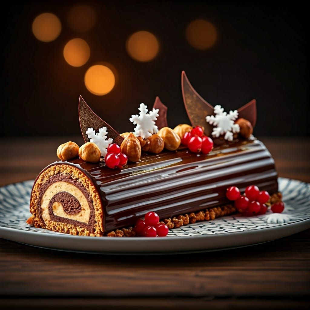 Festive Chocolate Hazelnut Yule Log Dessert