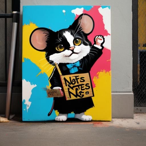 Placard with the word "NO CATS"