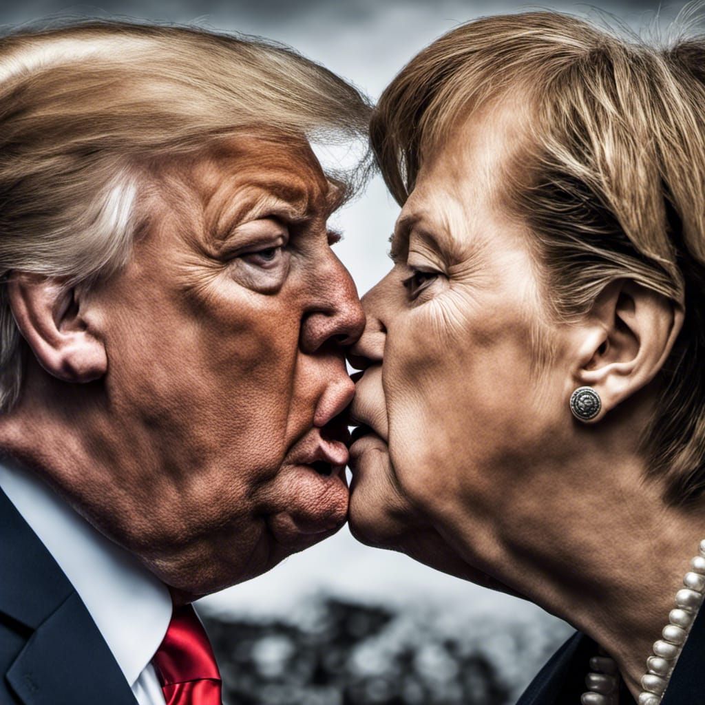 Hyperrealistic Kiss: Merkel and Trump in Cinematic Detail