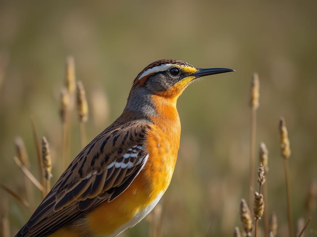 Like a Western Meadowlark, lacking the black bib on the glorious yellow breast..