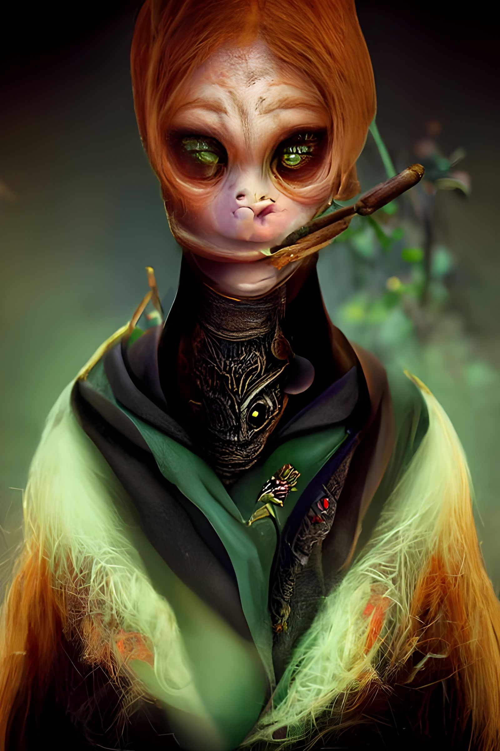 Alien Wizard in Forest: Digital Matte Painting