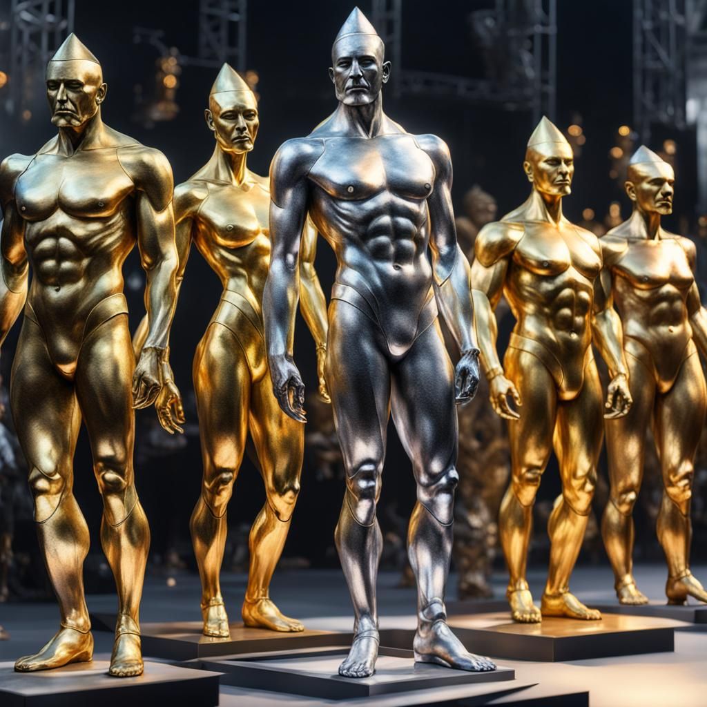 Metallic Sculptures in Watercolor Style