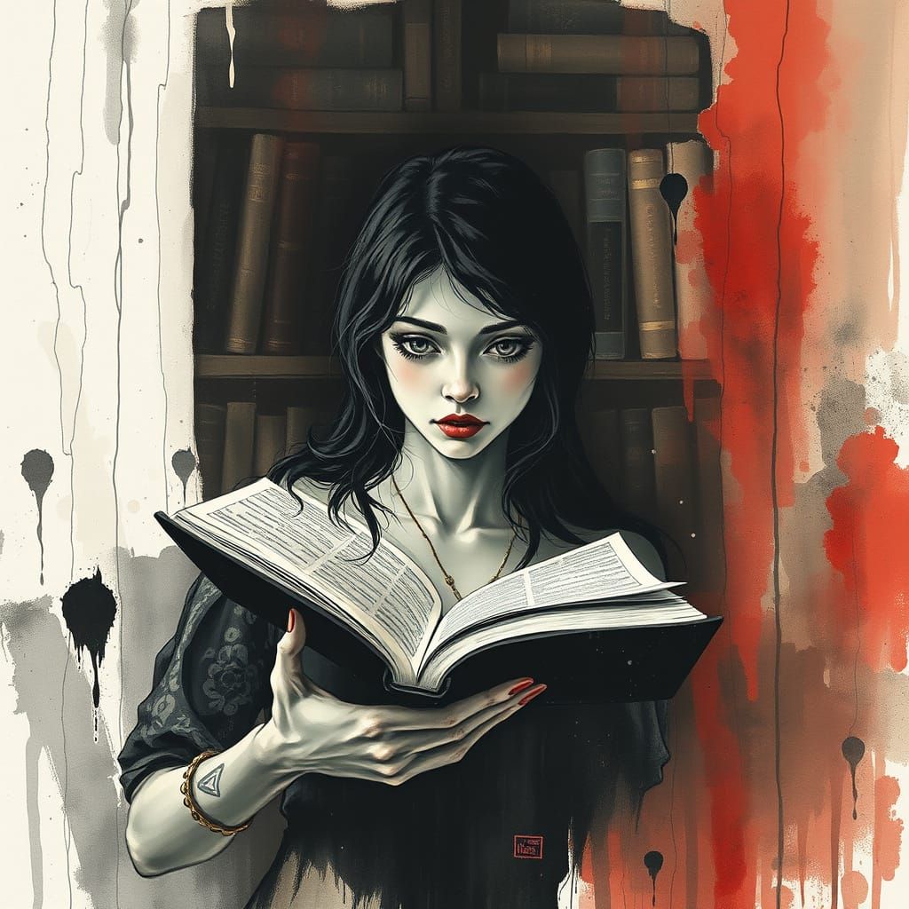 Mysterious Sage in Forgotten Library with Tarot Cards