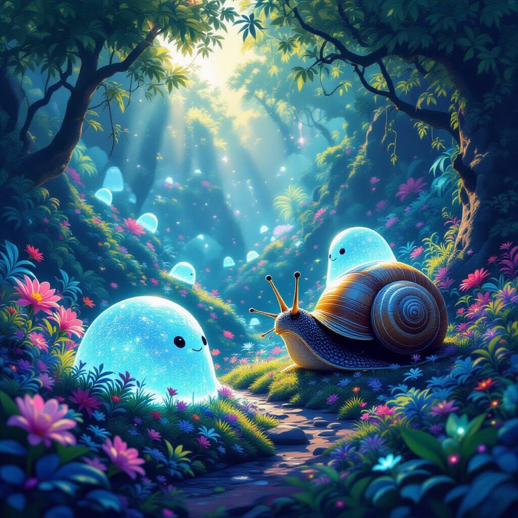 Bioluminescent Slimes Tend Gardens in a Hidden Valley